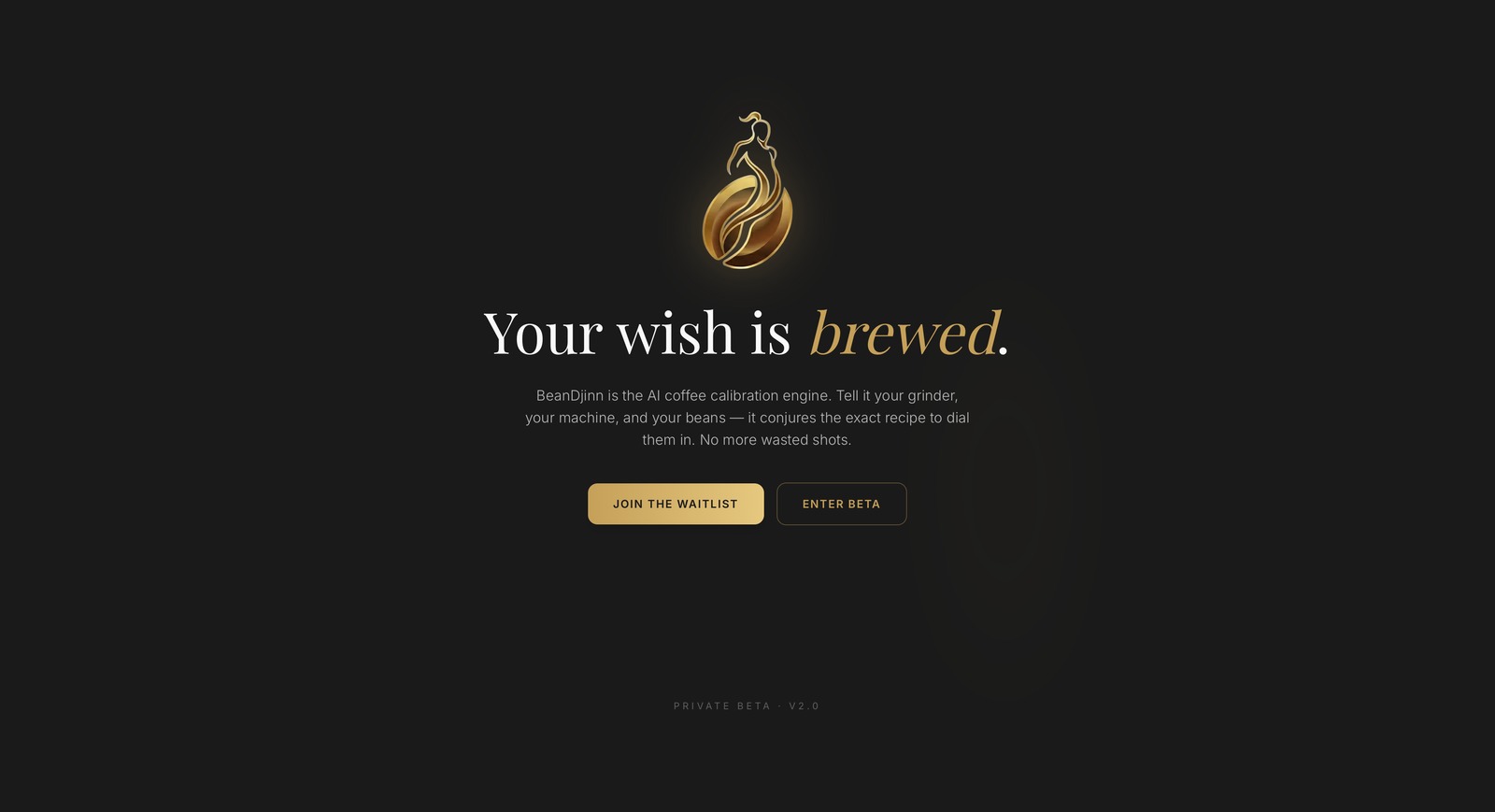 BeanDjinn — the AI coffee calibration engine, live in beta