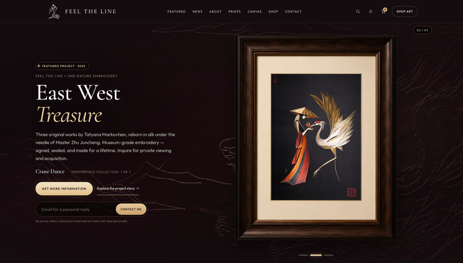 Feel The Line — East West Treasure: “Crane Dance”, museum-grade silk embroidery