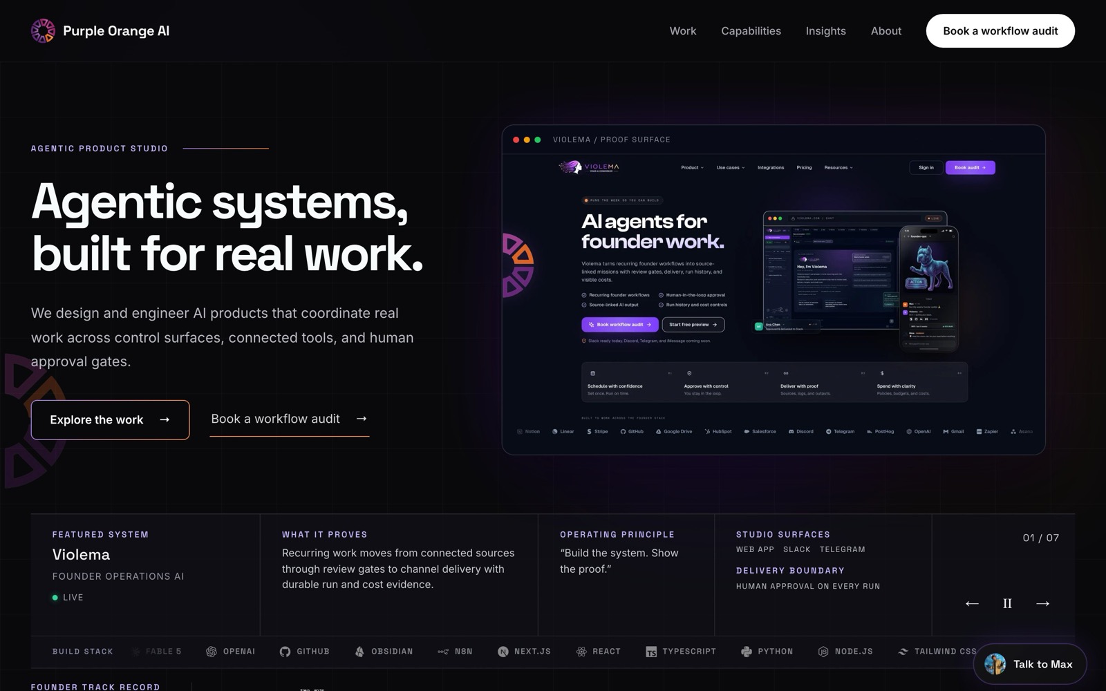 Purple Orange AI — production AI stacks for founder-led agencies
